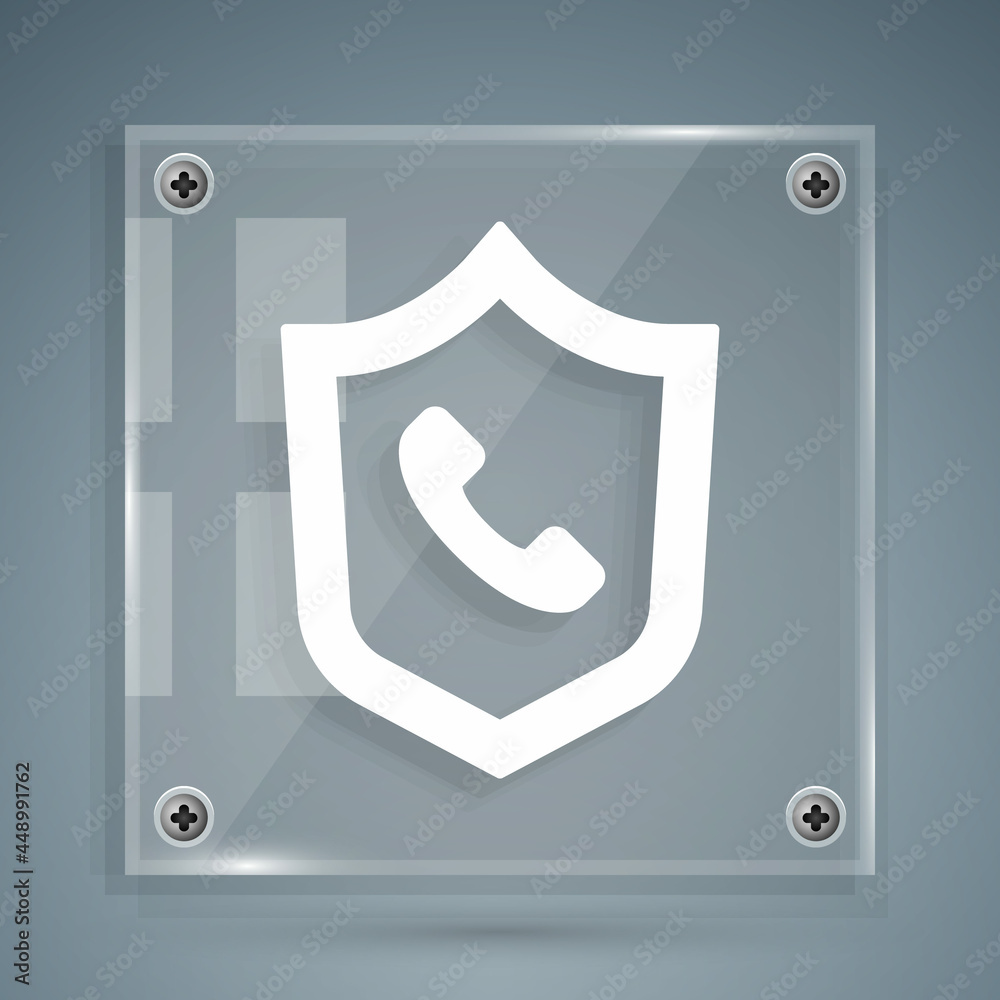 White Telephone 24 hours support icon isolated on grey background. All-day customer support call-cen