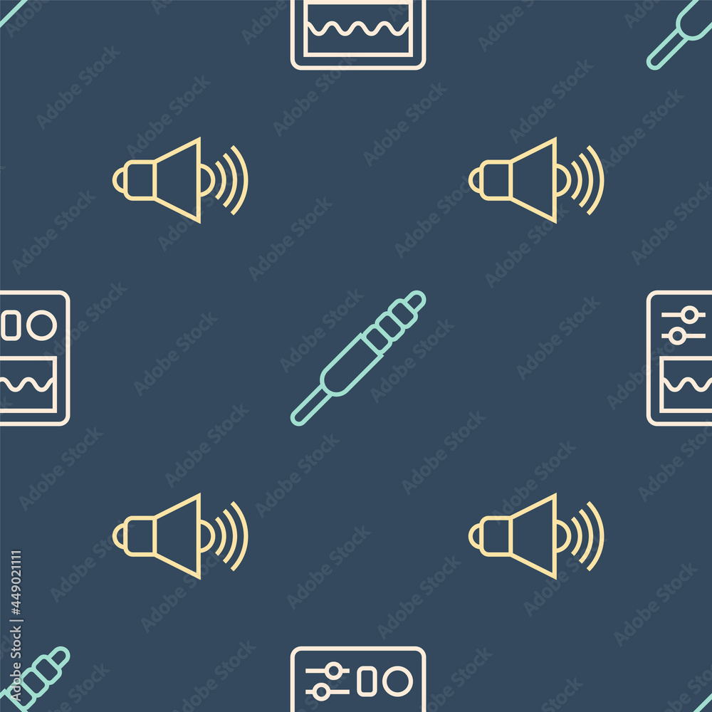 在无缝模式上设置线鼓机、扬声器音量和音频插孔。矢量
