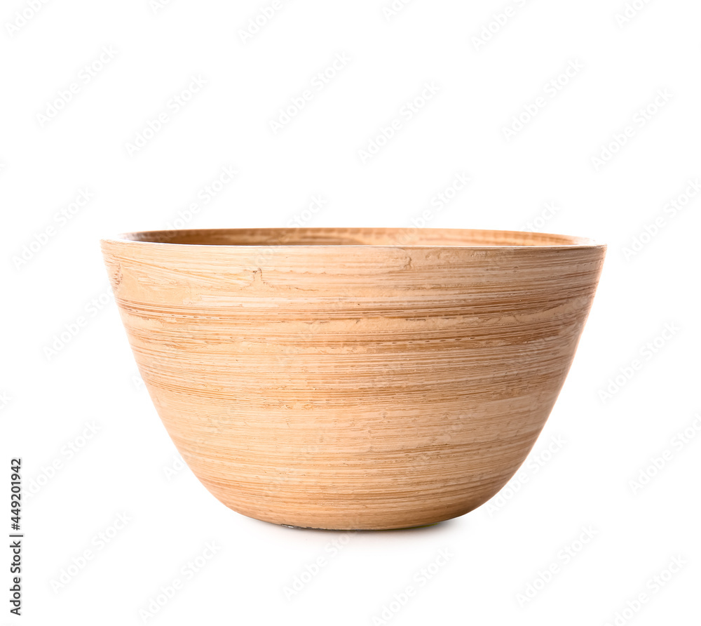 Wooden bowl on white background