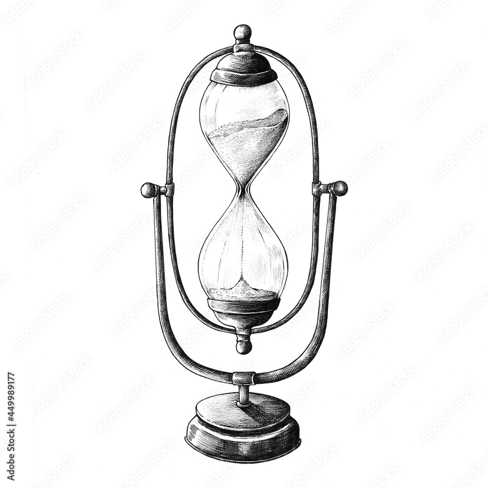 Hand drawn sandglass isolated on background