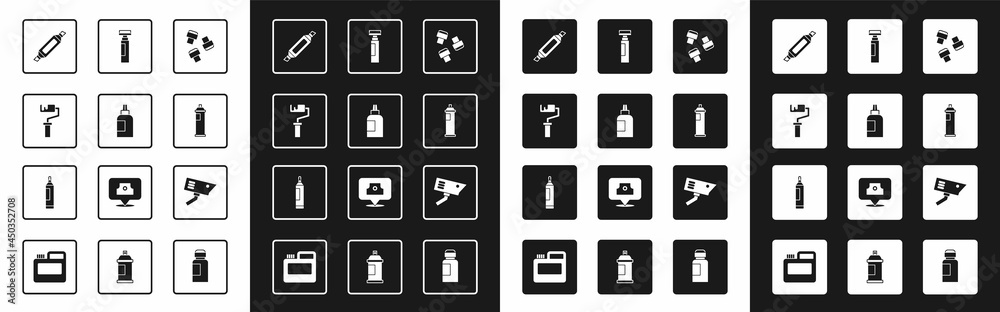 Set Marker pen attachment, Paint, gouache, jar, dye, roller brush, spray can, Security camera and ic