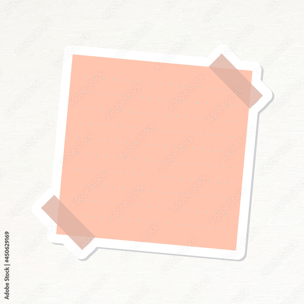 Salmon pink dotted notepaper journal sticker vector