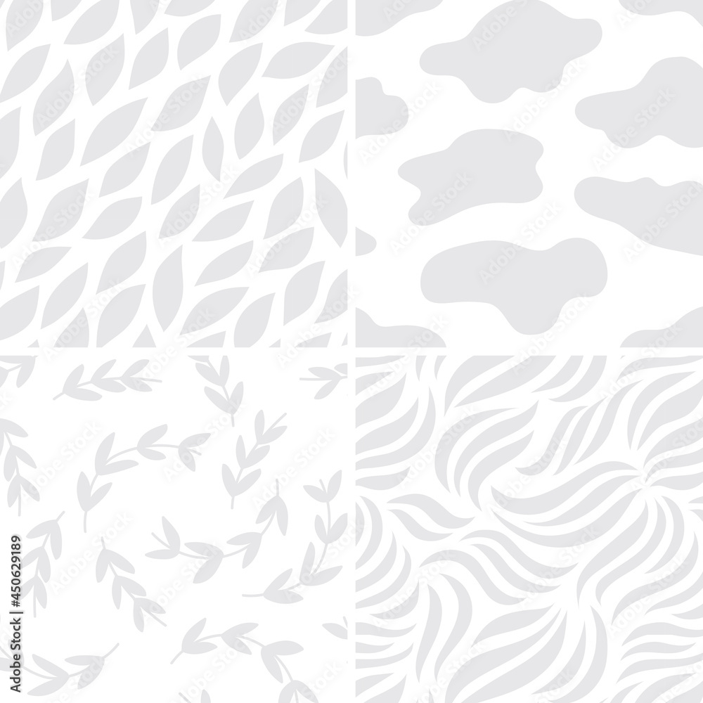 Light gray seamless patterns set vector