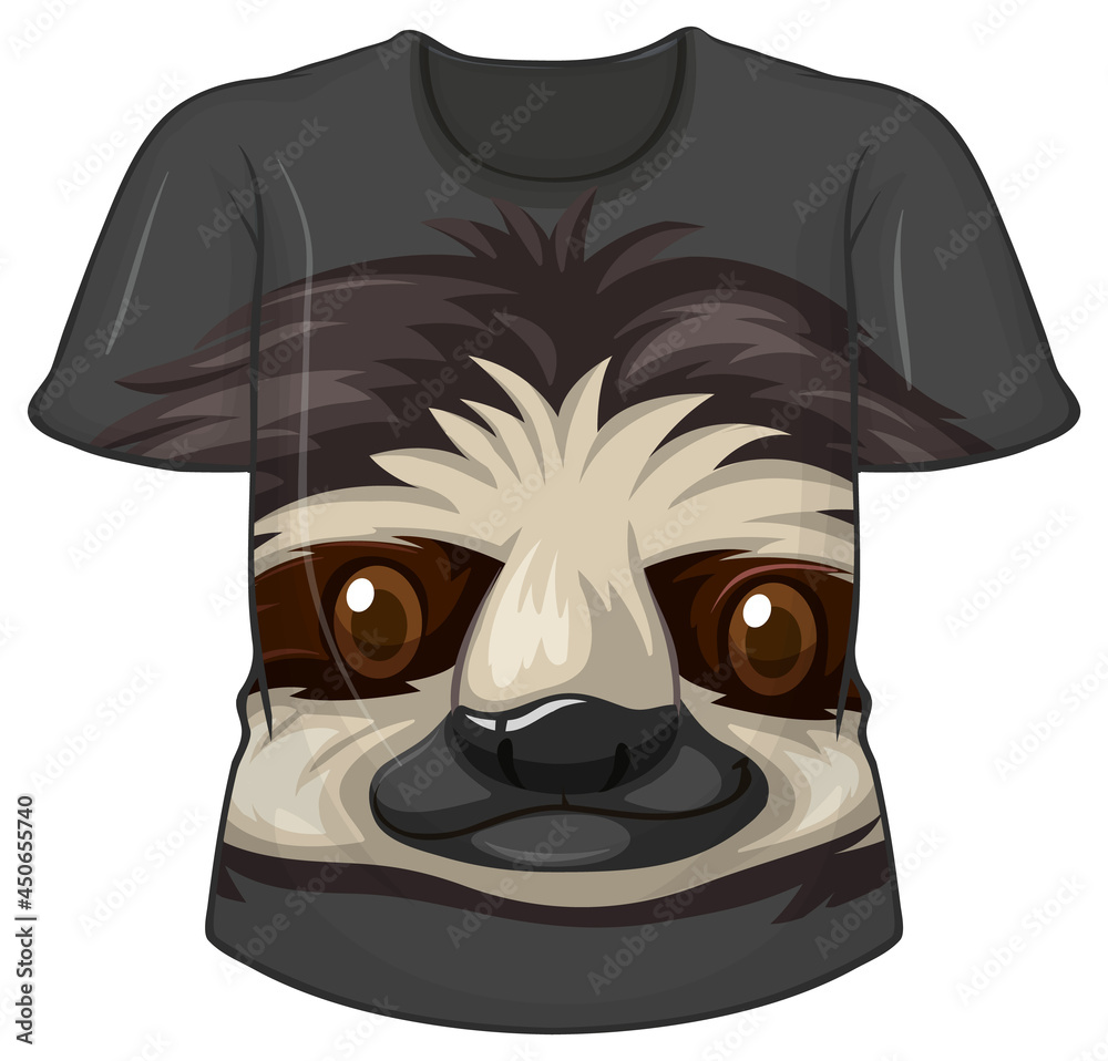 Front of t-shirt with sloth pattern