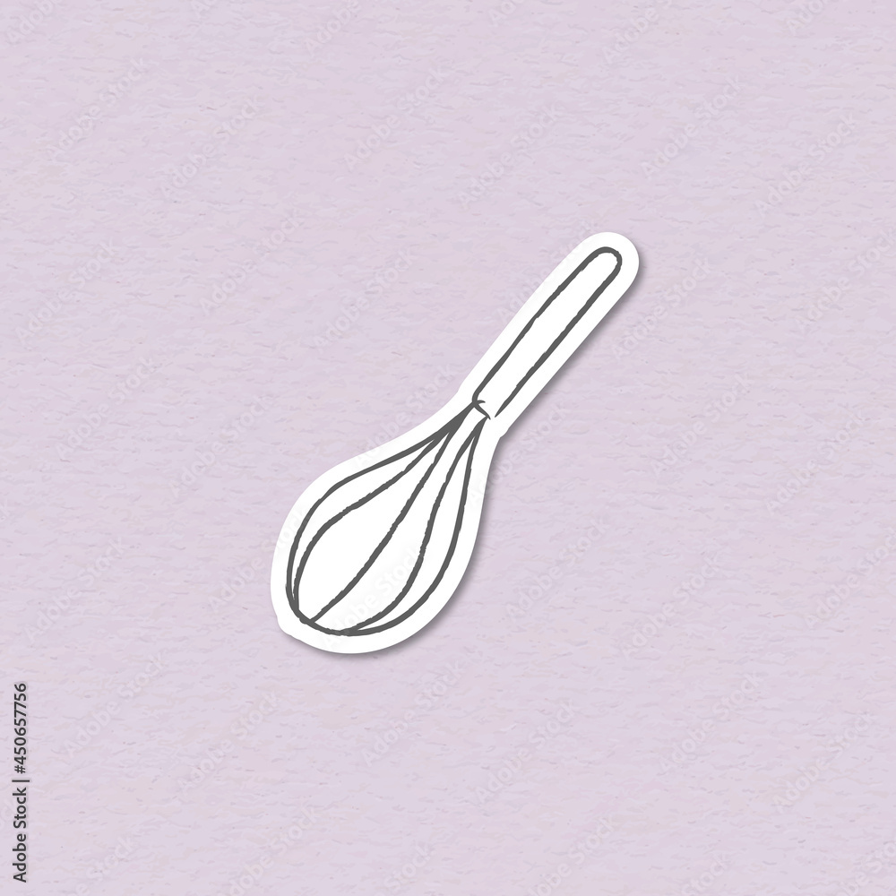 Doodle whisk sticker design resource vector