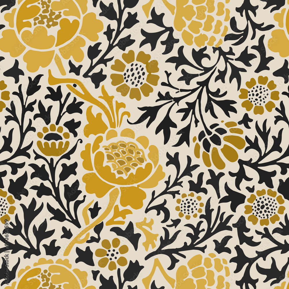 Decorative vintage flower ornament seamless pattern background vector