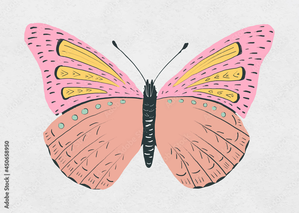 Vintage butterfly vector stencil pattern hand drawn