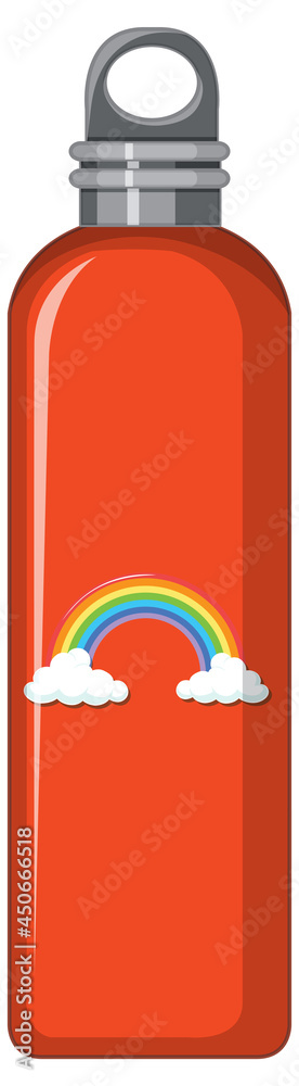 A orange thermo bottle with rainbow pattern