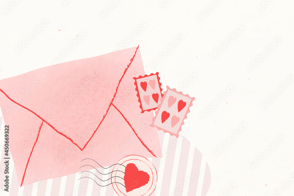 Love envelope vector background for Valentine’s day