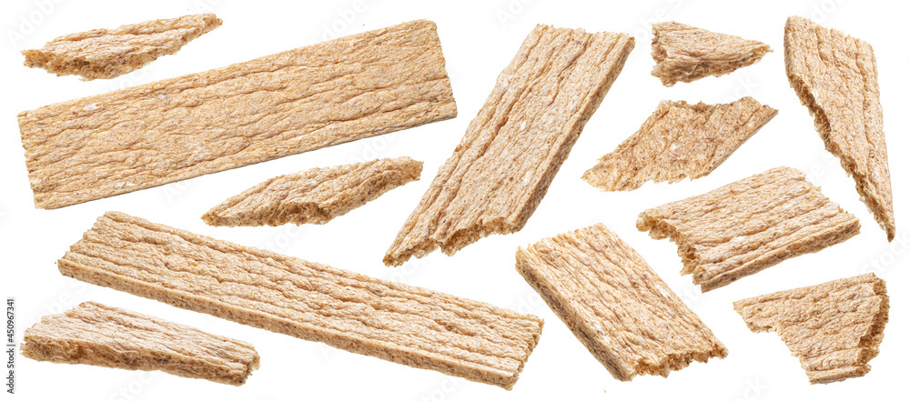 Crunchy rye crispbreads isolated on white background