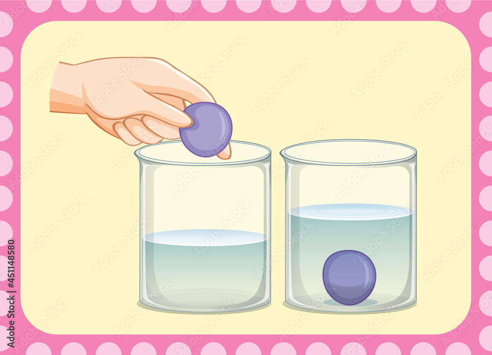 Sciene experiment with ball sink in the water