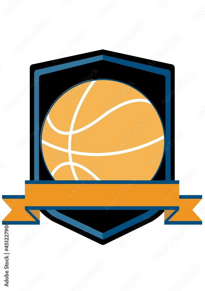 Composition of basketball icon on white background