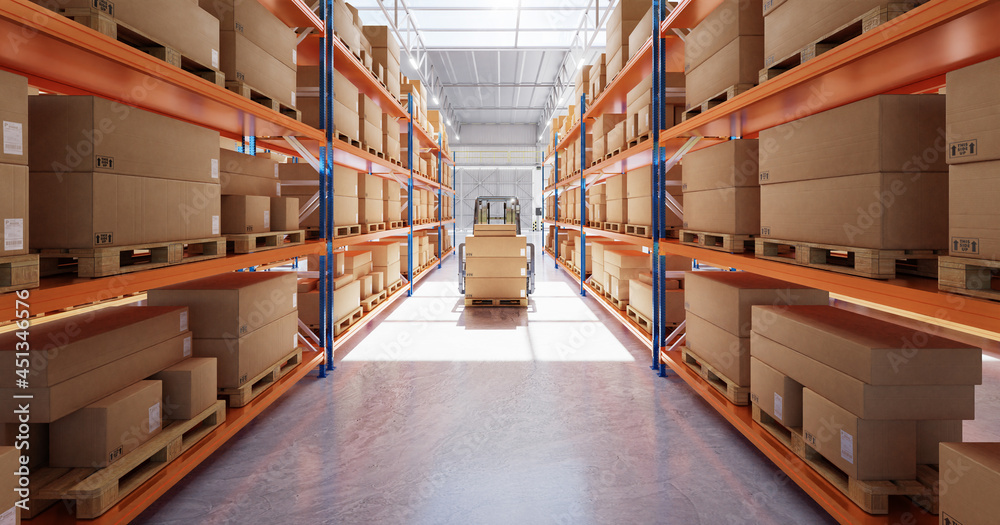 Forklift preparing products for shipment