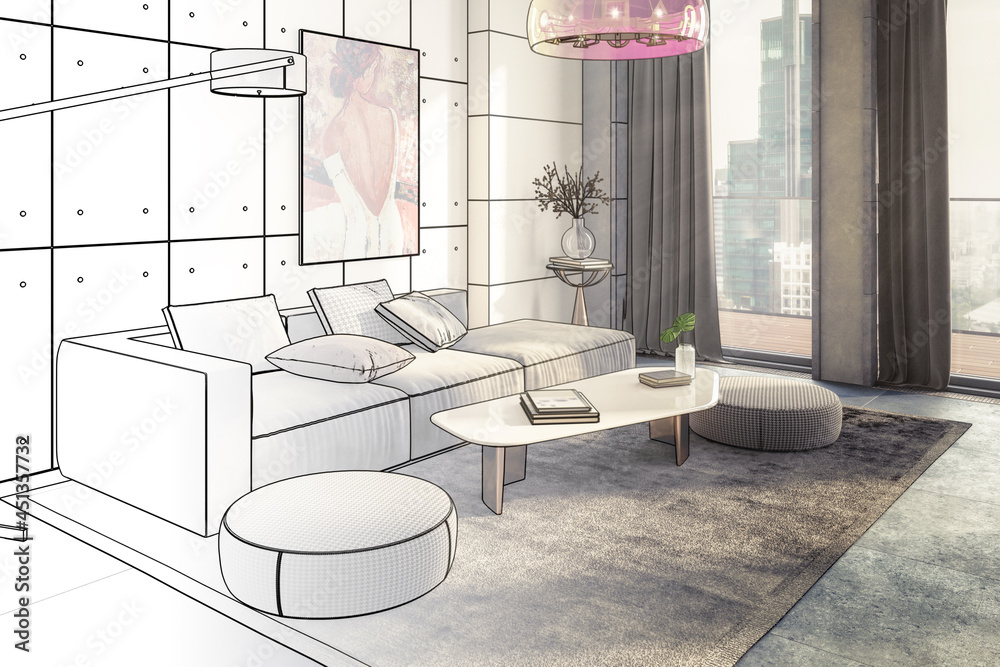 Sitting Group & Decorative Art Presentaion Insiede a Penthouse Flat (draft) - 3D Visualization