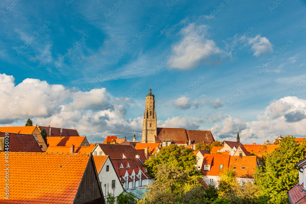 Stadtansicht von der Altstadt Nördlingen in Bayern