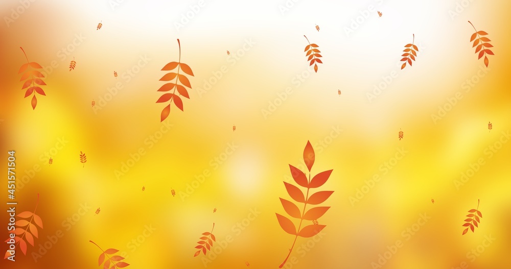 Composition of leaves falling over autumn scenery