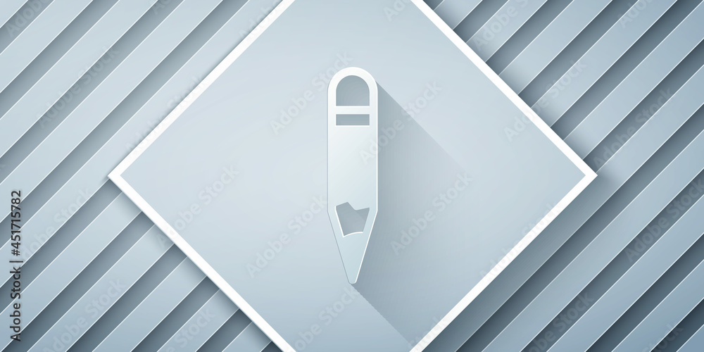 Paper cut Pencil icon isolated on grey background. Drawing and educational tools. School office symb