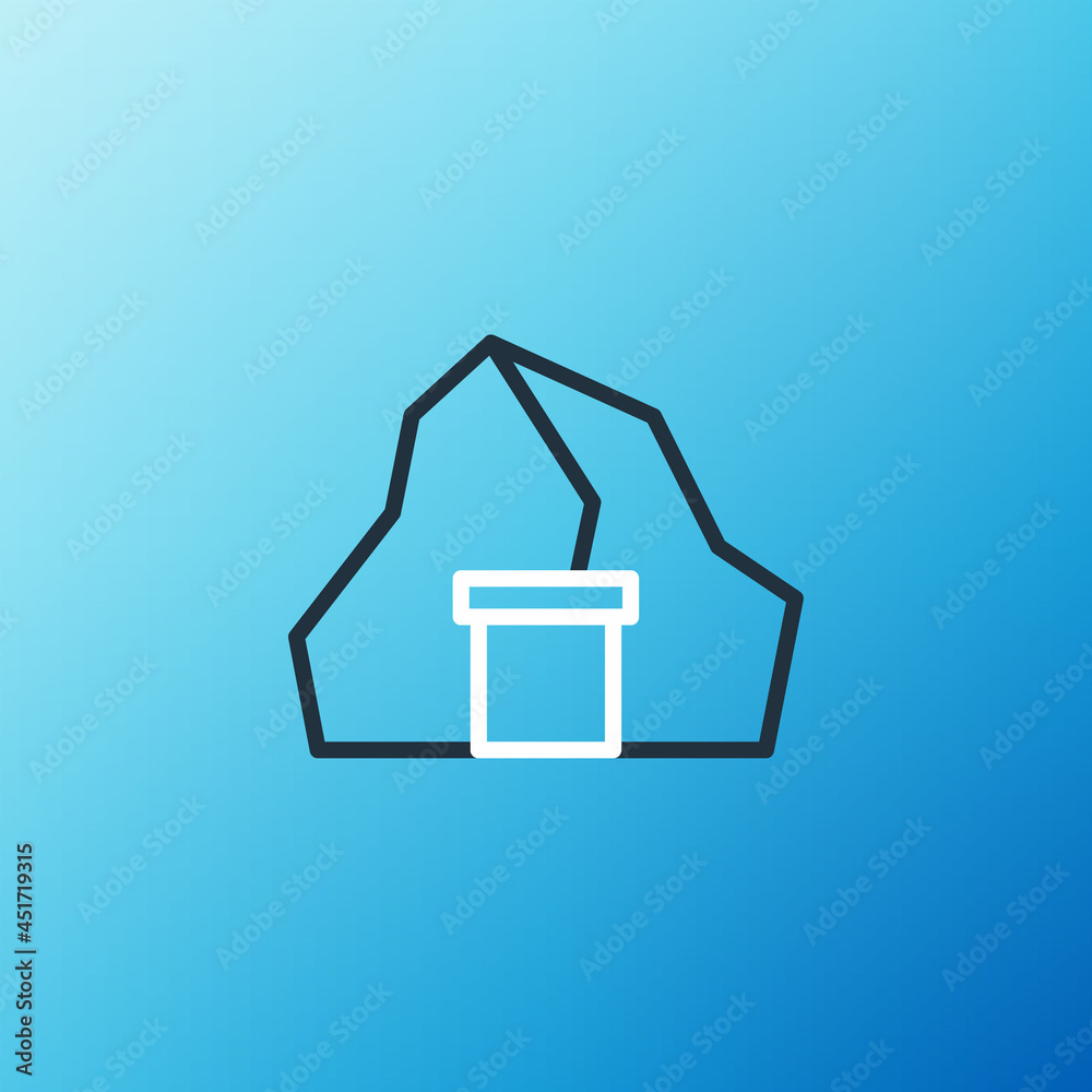 Line Gold mine icon isolated on blue background. Colorful outline concept. Vector