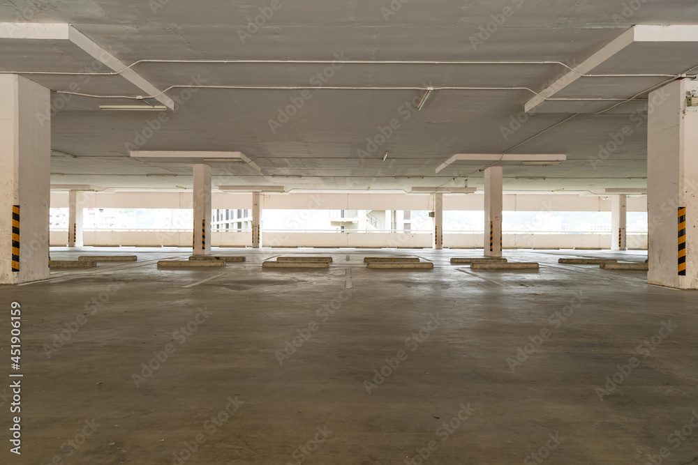 Parking garage department store interior Empty parking lot or garage interior Business building offi