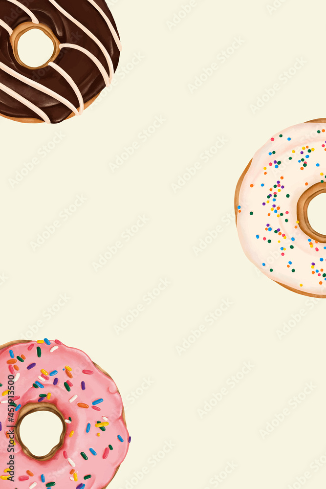 Doughnuts patterned on beige background vector