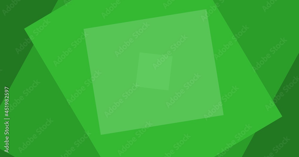 Composition of green geometrical shapes on dark green background