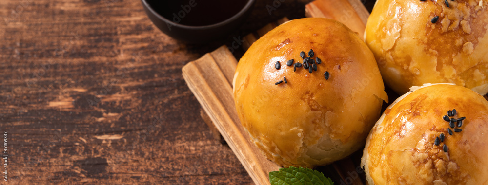 Moon cake yolk pastry for Mid-Autumn Festival holiday.