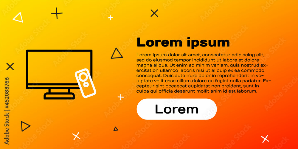 Line Smart电视图标隔离在黄色背景上。电视标志。彩色轮廓概念。矢量