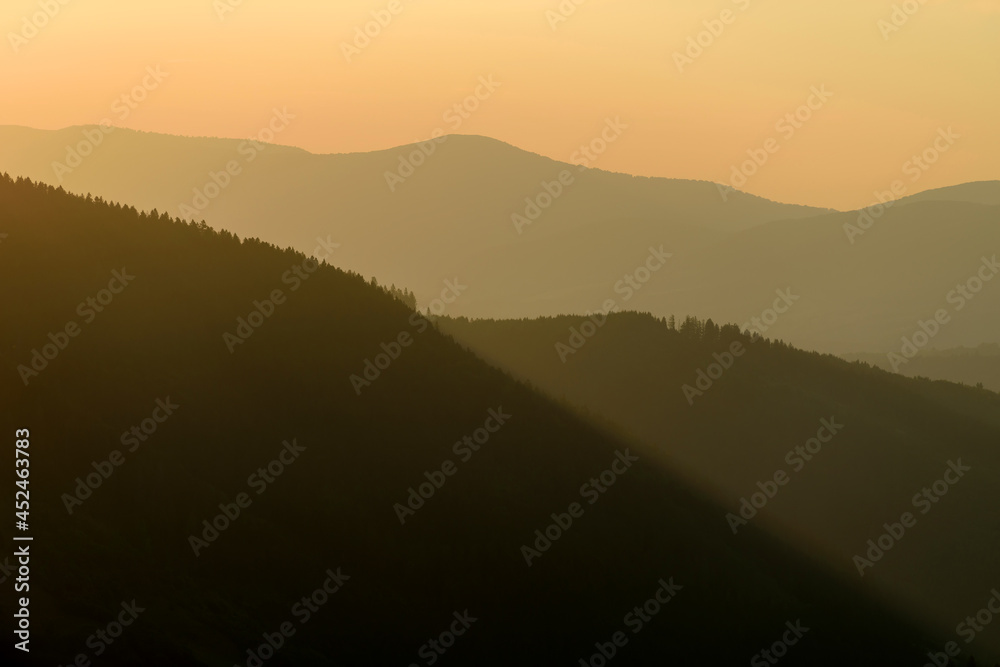 Majestic sunset in the mountains landscape