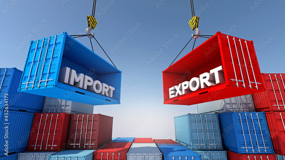 Container cargo for import export business logistic , 3d rendering