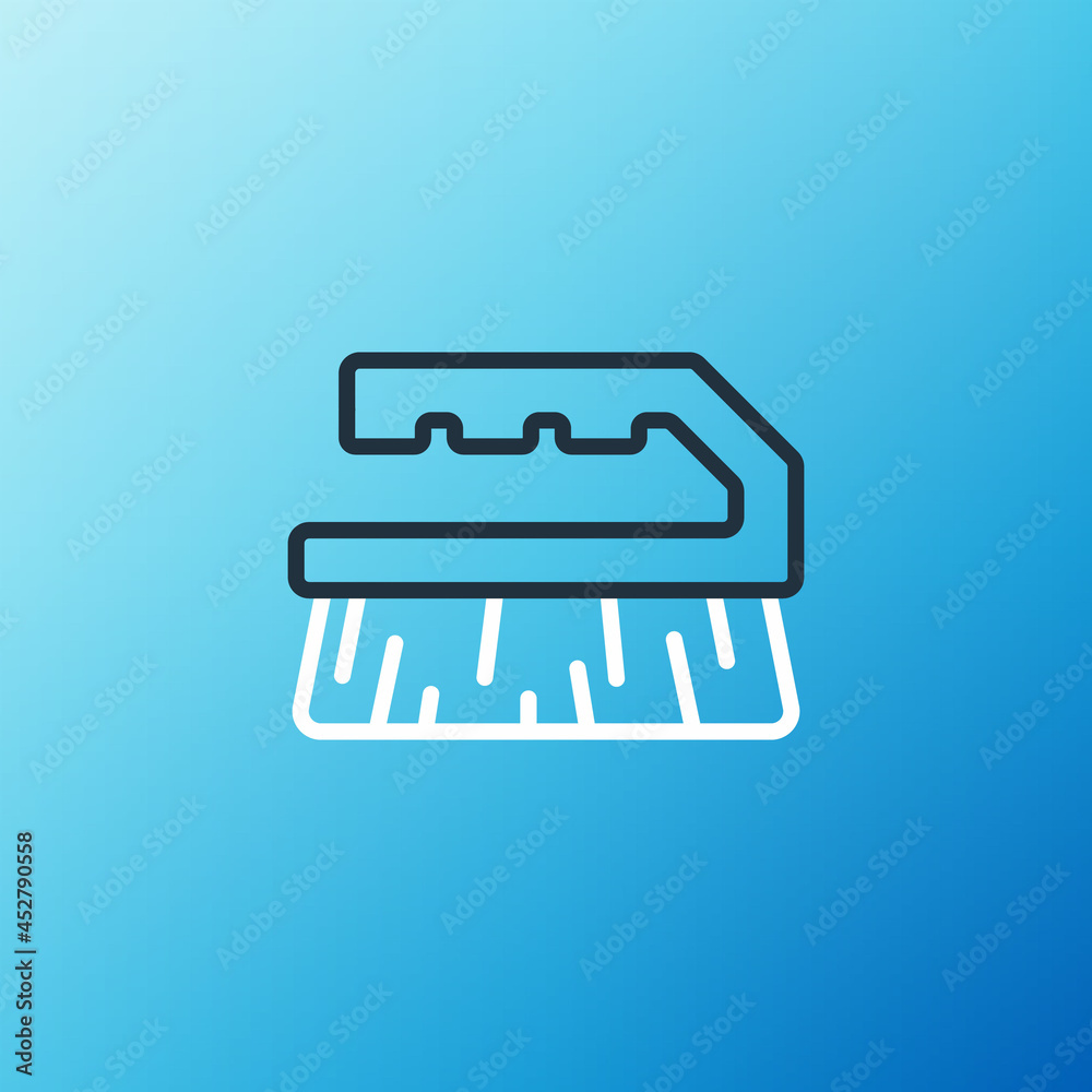 Line Brush for cleaning icon isolated on blue background. Colorful outline concept. Vector