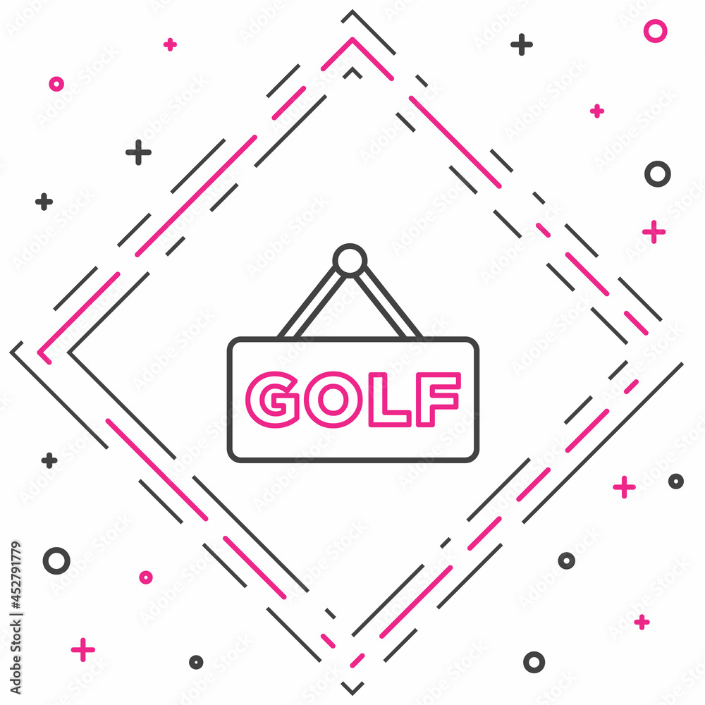 Line Golf label icon isolated on white background. Colorful outline concept. Vector