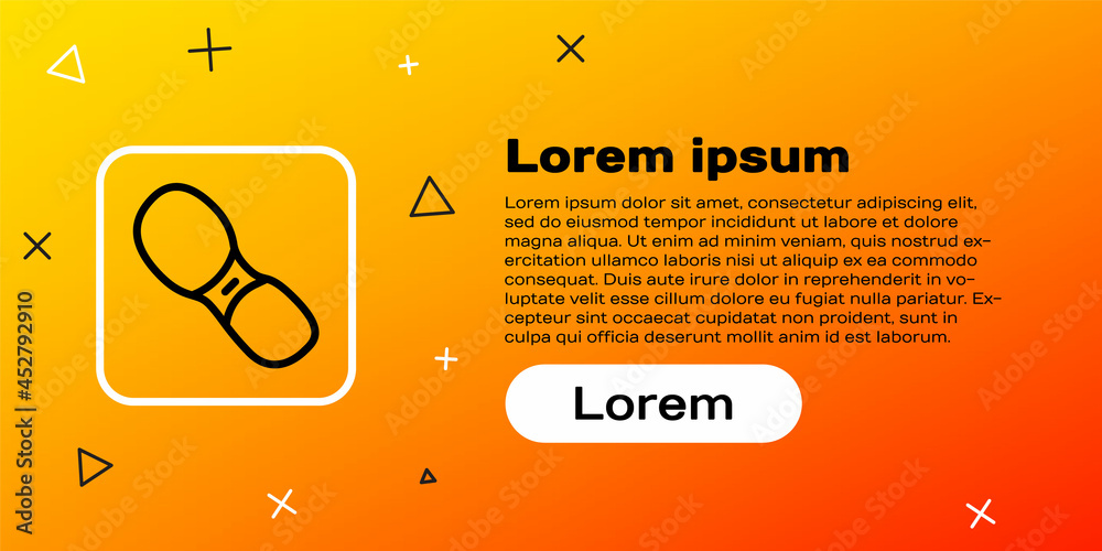 线条人类足迹鞋图标隔离在黄色背景上。鞋底。彩色轮廓概念