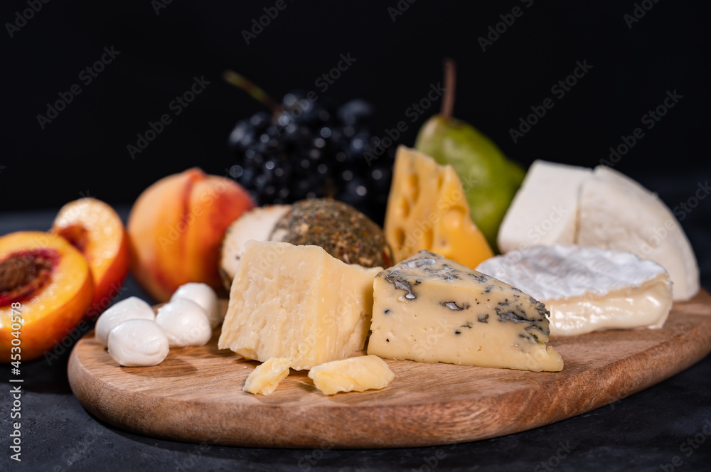 Wine and cheese still life.