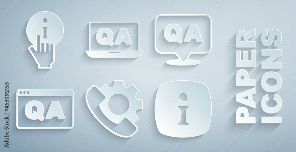 Set Telephone 24 hours support, Question and Answer, Information, and icon. Vector