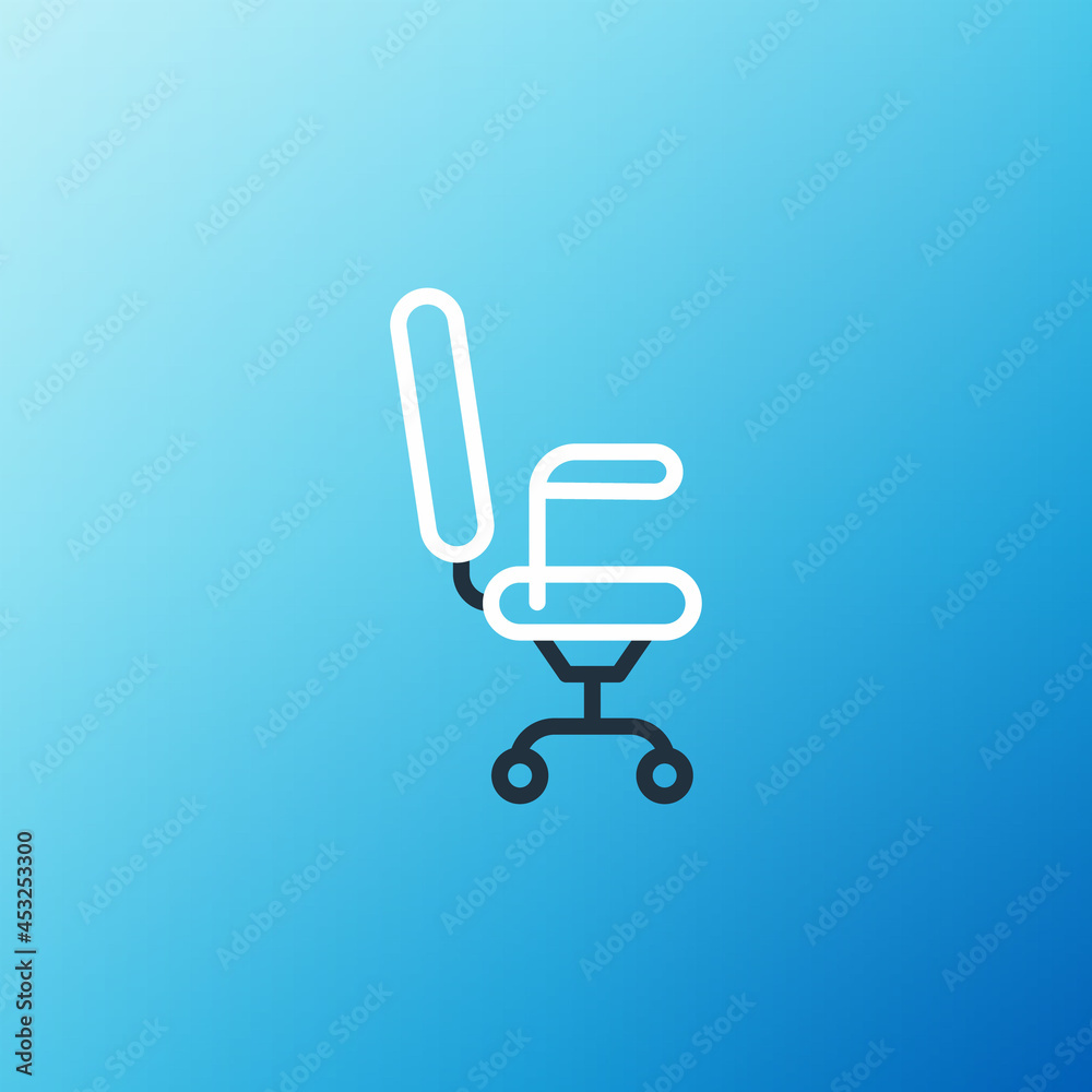 Line Office chair icon isolated on blue background. Colorful outline concept. Vector