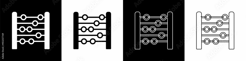 将算盘图标隔离在黑白背景上。传统计数框。教育标志。