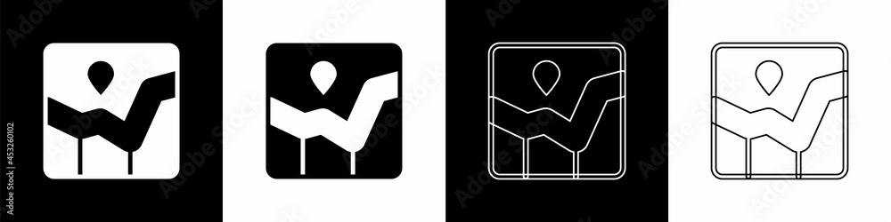 Set Graph, chart, diagram, infographic icon isolated on black and white background. Vector