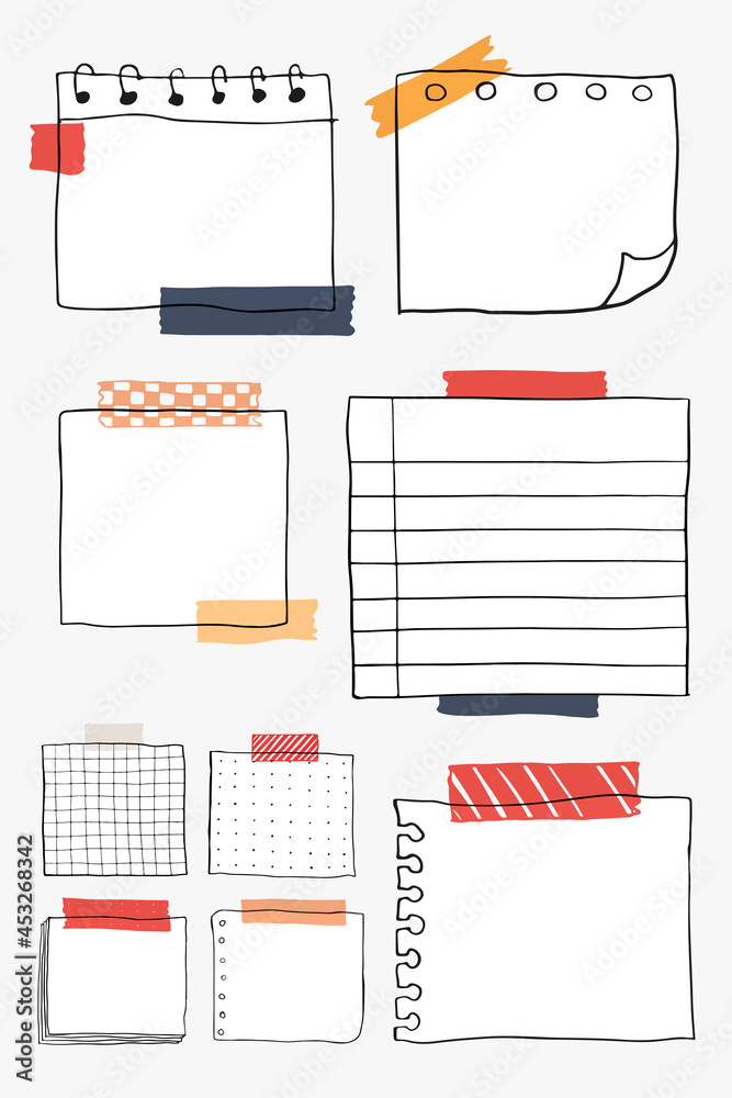 Blank reminder paper notes set