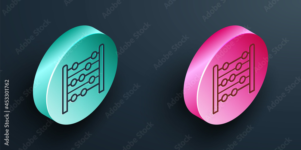 Isometric line Abacus icon isolated on black background. Traditional counting frame. Education sign.