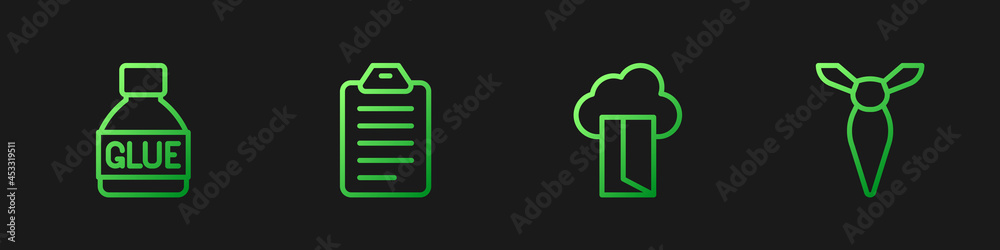 Set line Cloud database，Glue，To do list or planning and Tie.Gradient color icons.Vector（设置行云数据库，粘贴，待