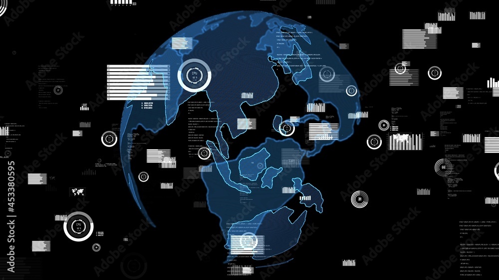 Smart business data analytic technology visualiser abstract . Future global software analyze financi