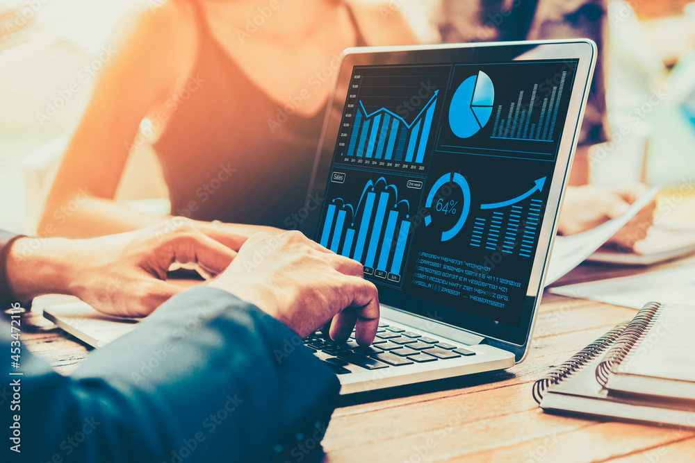 Business visual data analyzing technology by creative computer software . Concept of digital data fo