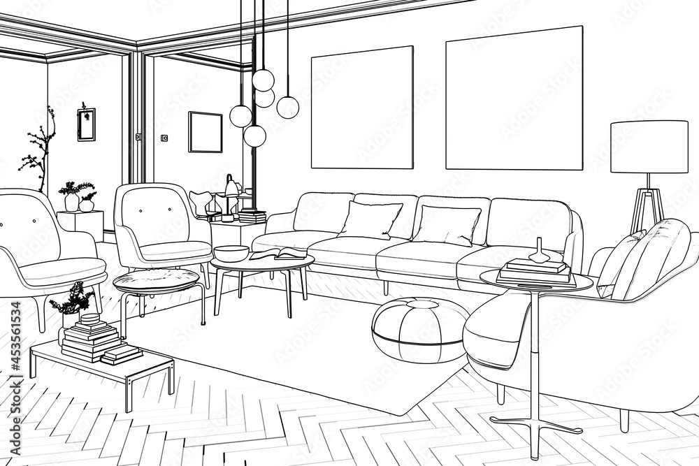 Contemporary Furniture & Decor (sketch) - 3d Visualization