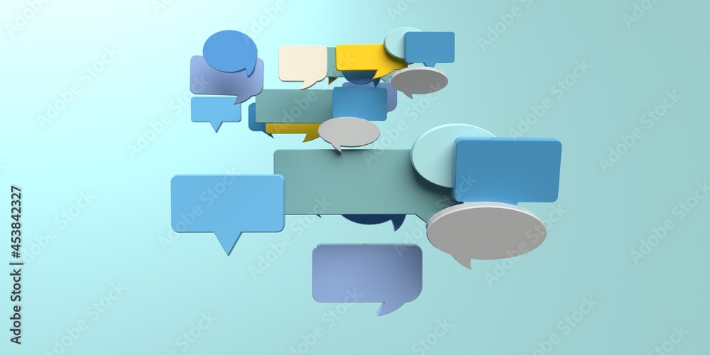 Floating speech bubbles - 3D render