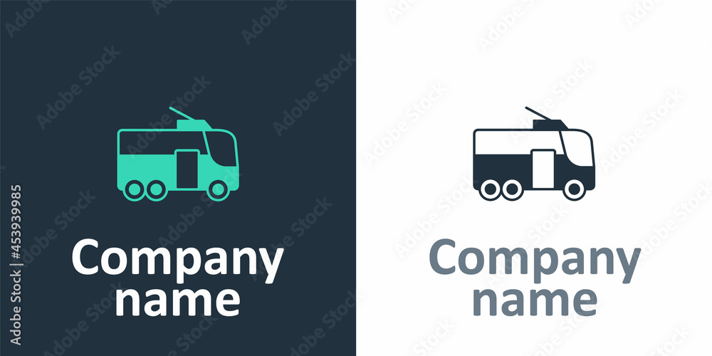 Logotype Trolleybus icon isolated on white background. Public transportation symbol. Logo design tem