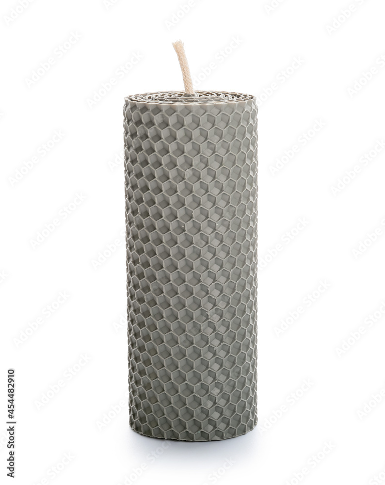 Wax candle on white background