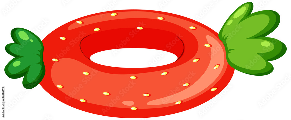 Strawberry pattern swimming ring isolated