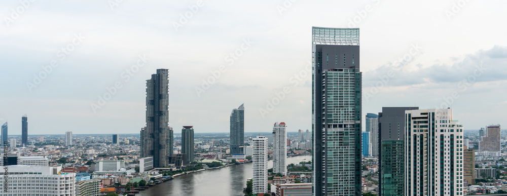 Cityscape and high-rise buildings in metropolis city center . Downtown business district in panorami