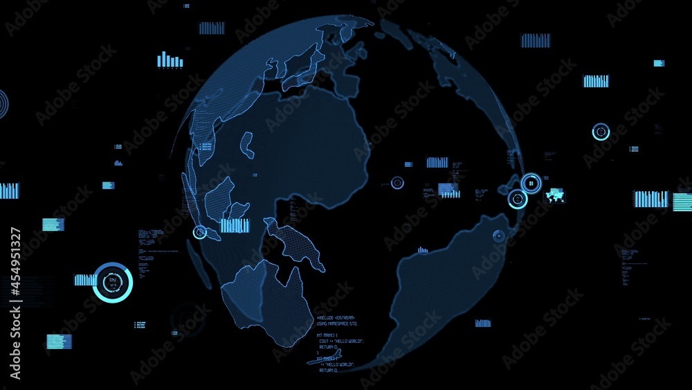 Smart business data analytic technology visualiser abstract . Future global software analyze financi