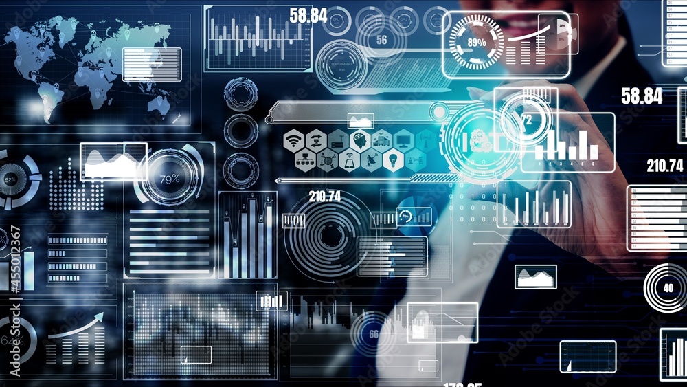 物联网和通信技术概念——显示智能的现代图形界面